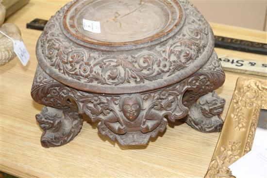 A Burmese carved wood stand height 21cm